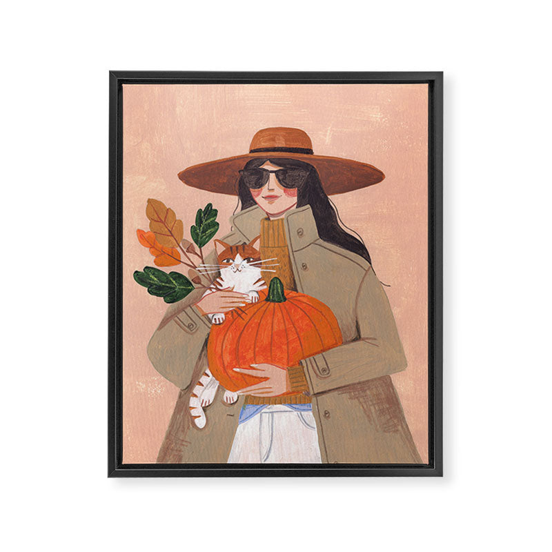 Woman in autumn in warm earth tones Framed Canvas Print Gallery Image 6