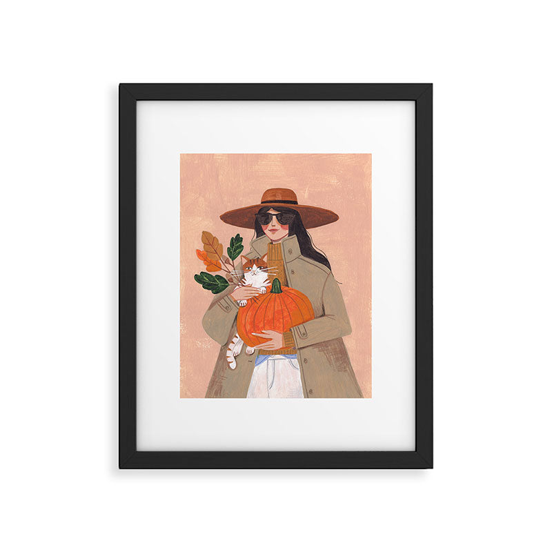 Woman in autumn in warm earth tones Framed Art Print Gallery Image 5