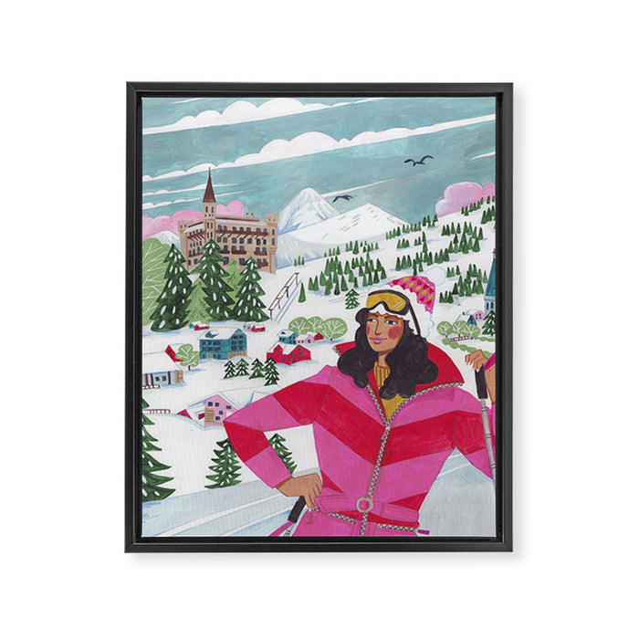Woman in Gstaad Switzerland Framed Canvas Print Gallery Image 1