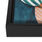 Woman in stripes in thought Framed Canvas Print Gallery Image 3