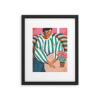 Woman in stripes in thought Framed Art Print Gallery Image 4