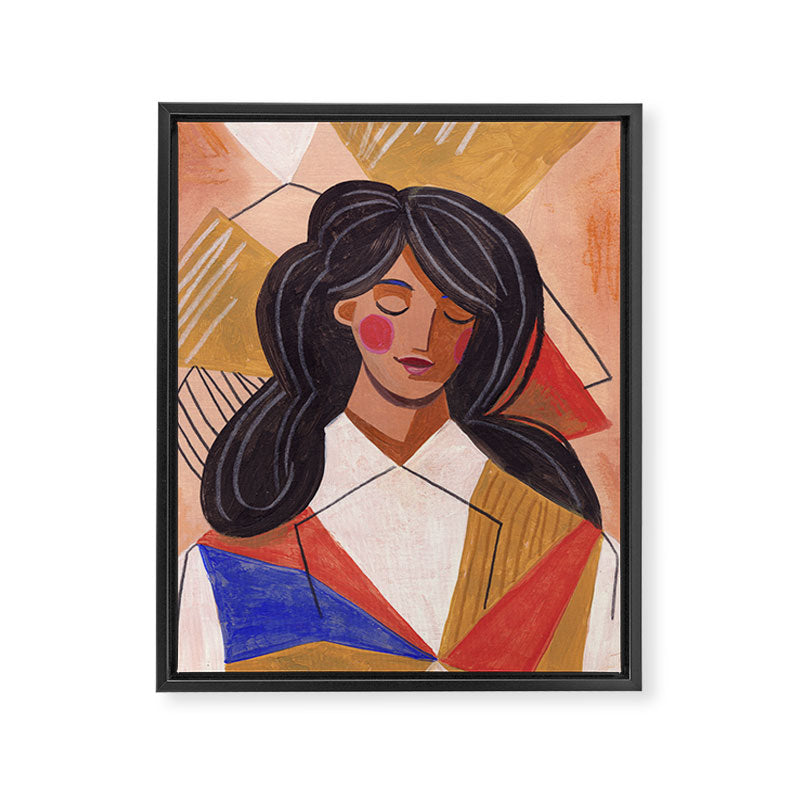 Woman in Thoughts Framed Canvas Print Gallery Image 3