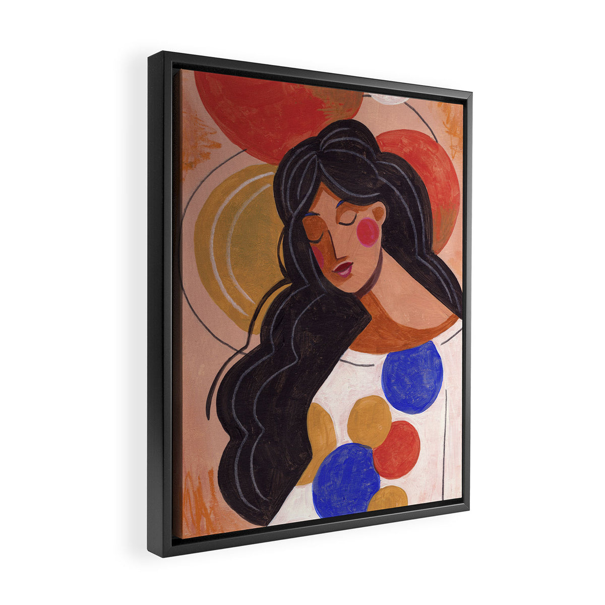 Woman In Thoughts Framed Canvas Print Gallery Image 2