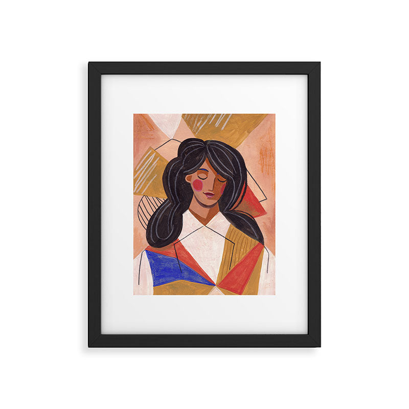 Woman In Thoughts Framed Art Print