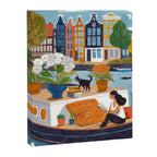 Woman on houseboat in Amsterdam Canvas Print Gallery Image 8