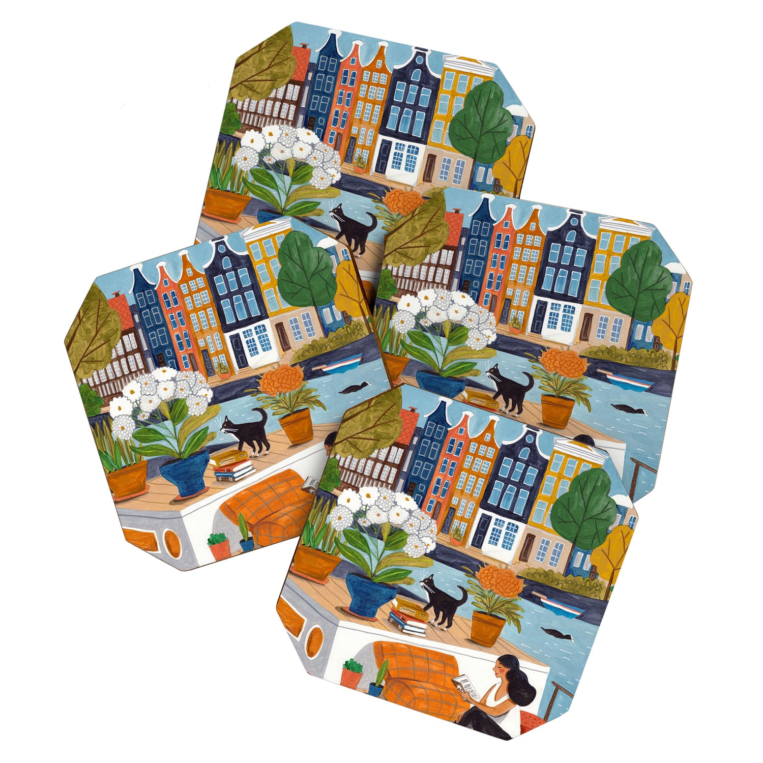 Woman on houseboat in Amsterdam Coaster Gallery Image 1