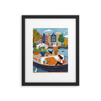 Woman on houseboat in Amsterdam Framed Art Print Gallery Image 6