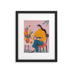 Woman with Cat and Autumn Bouquet Framed Art Print Gallery Image 6