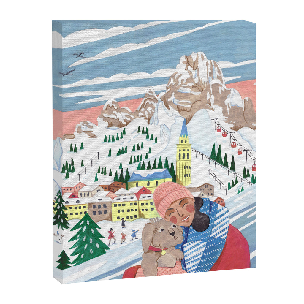 Woman with dog in the mountains Canvas Print Gallery Image 6