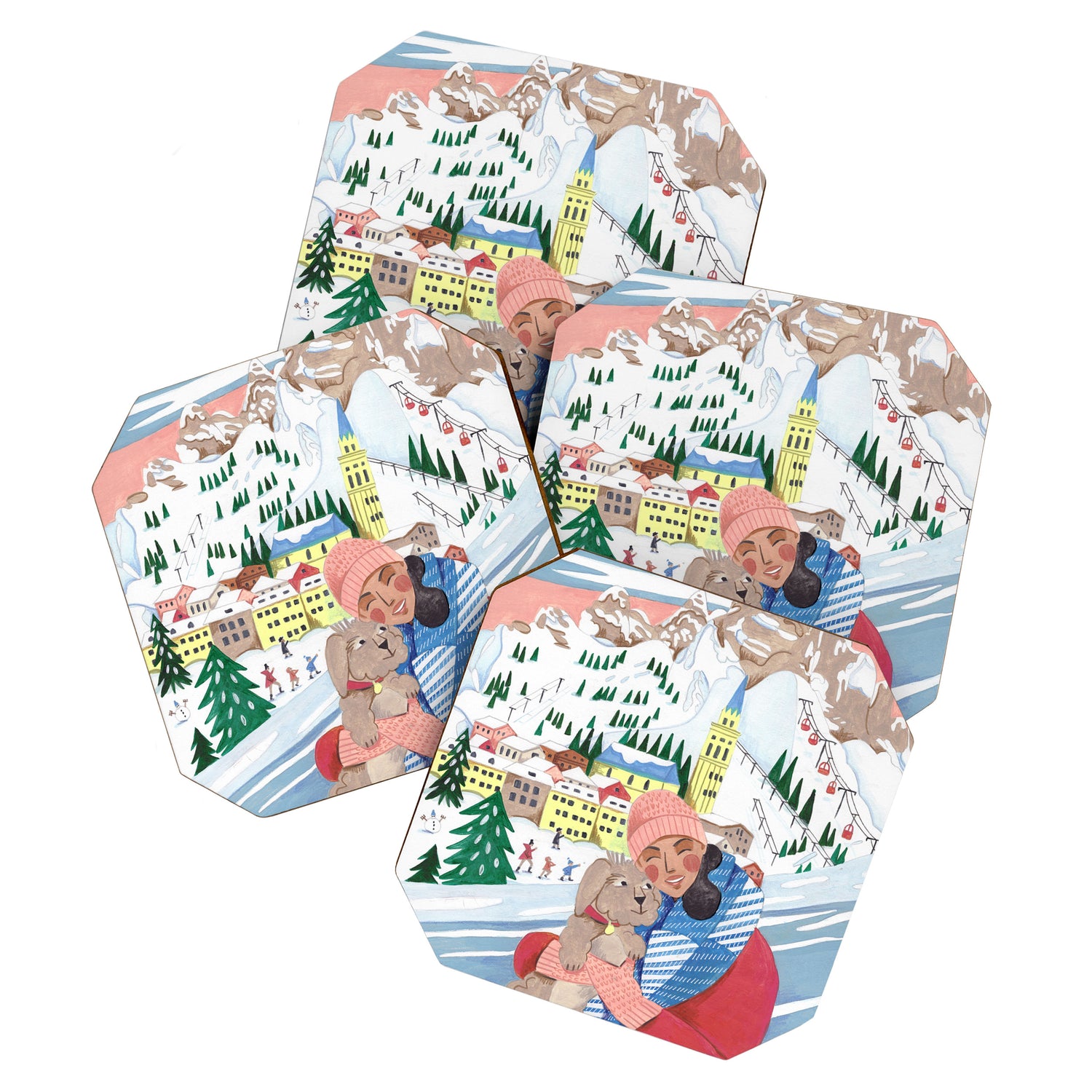 Woman with dog in the mountains Coaster Gallery Image 1