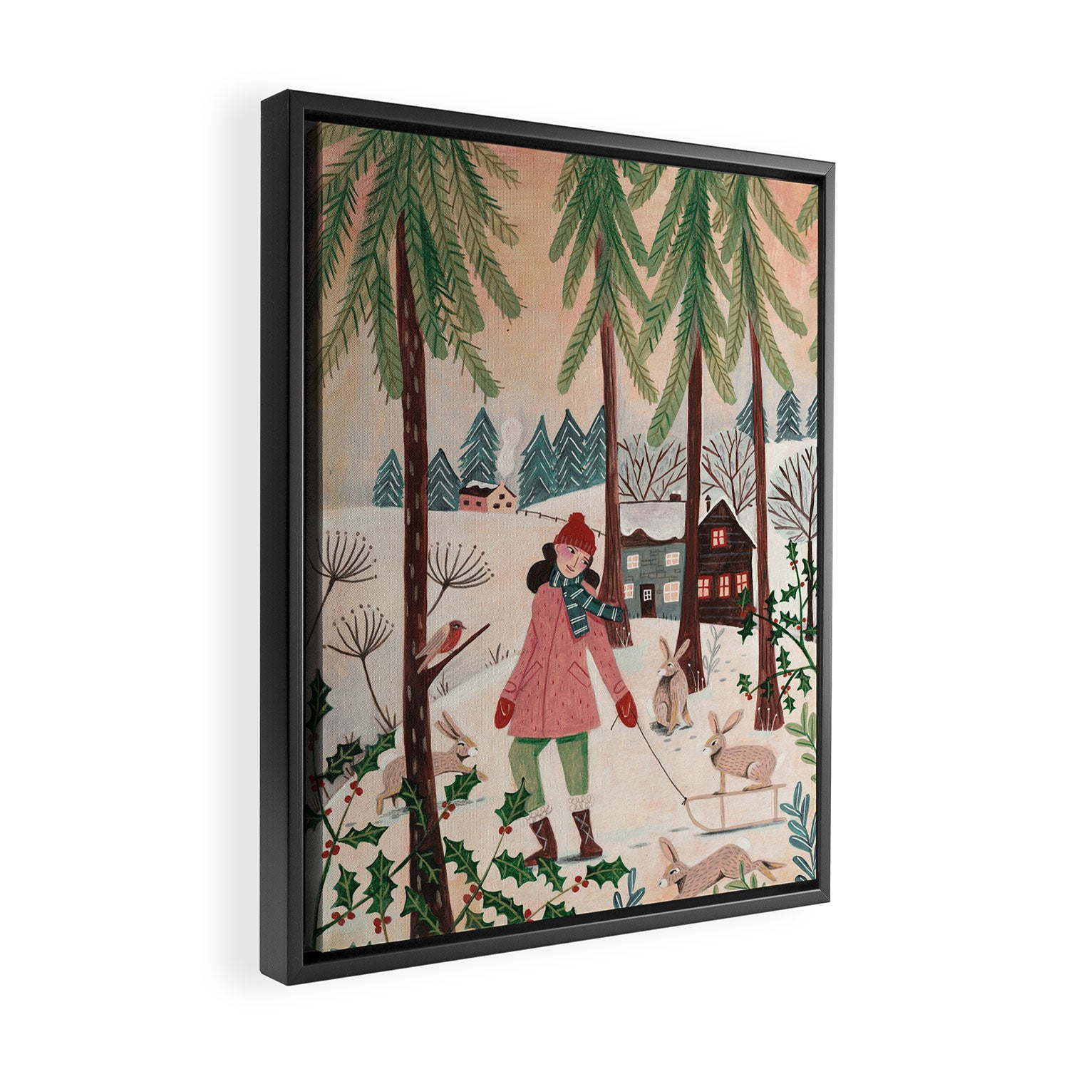 Woman year of the rabbit winter Framed Canvas Print Gallery Image 2