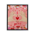Women hands making love sign Framed Canvas Print Gallery Image 6