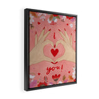 Women hands making love sign Framed Canvas Print Gallery Image 2