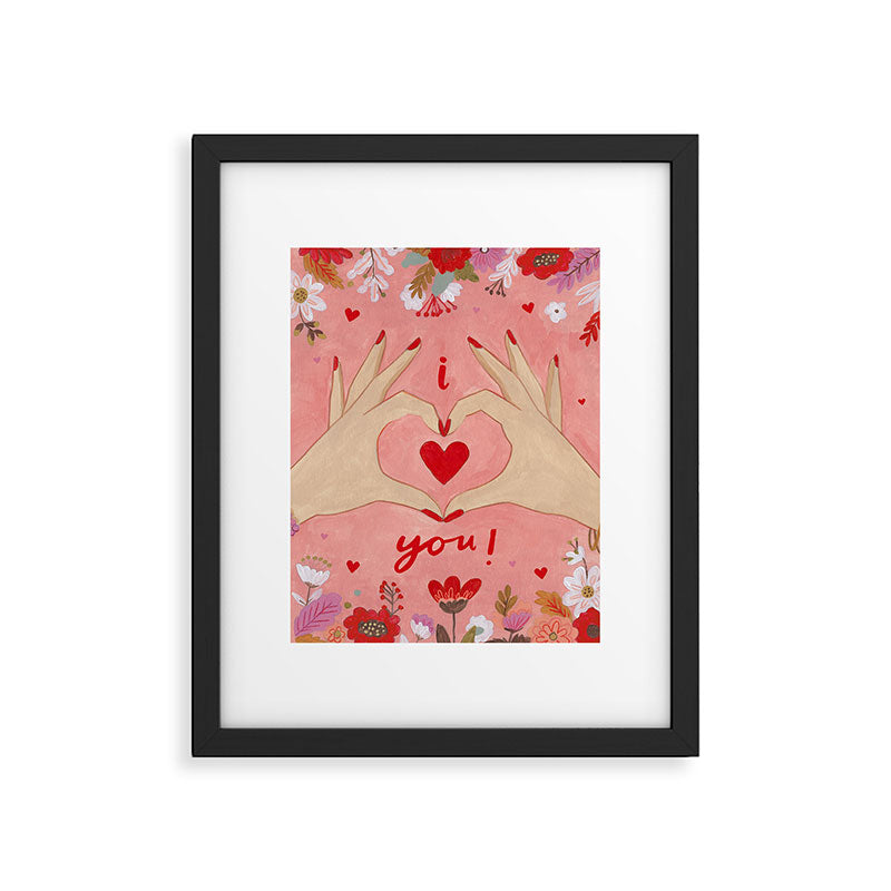 Women hands making love sign Framed Art Print Gallery Image 5