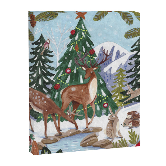 Woodland animals in the Snowy Mountain Forest Canvas Print Gallery Image 1