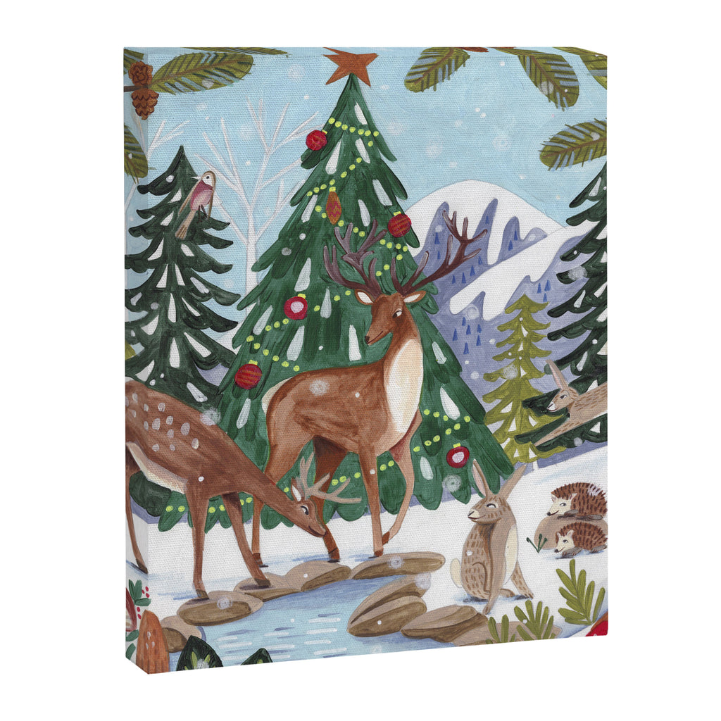 Woodland animals in the Snowy Mountain Forest Canvas Print Gallery Image 3
