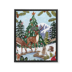 Woodland animals in the Snowy Mountain Forest Framed Canvas Print Gallery Image 6