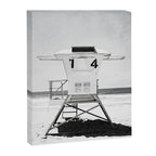 Black and White Beach Photography, Grey Lifeguard Stand, Gray Coastal Nautical Art Canvas Print Gallery Image 8