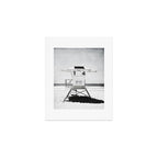 Black and White Beach Photography, Grey Lifeguard Stand, Gray Coastal Nautical Art Art Print Gallery Image 1