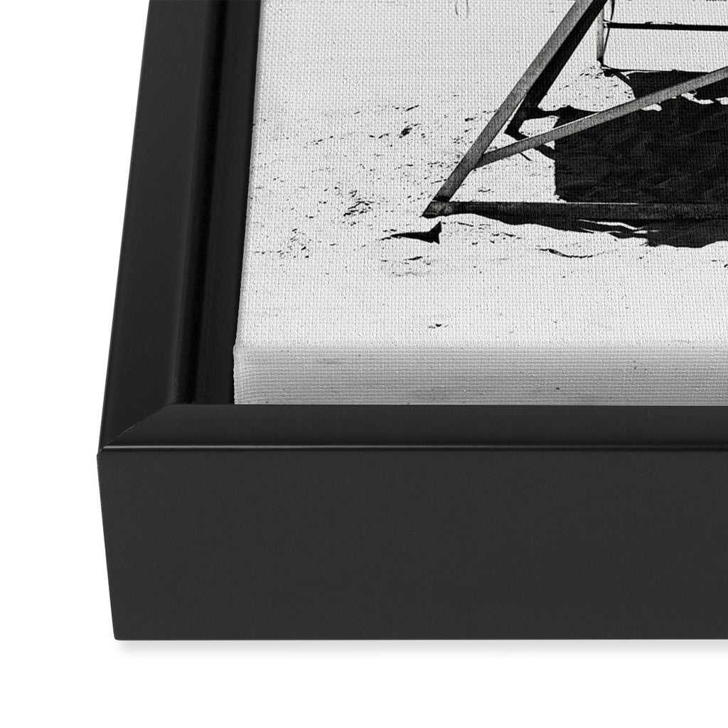 Black and White Beach Photography, Grey Lifeguard Stand, Gray Coastal Nautical Art Framed Canvas Print Gallery Image 3