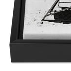 Black and White Beach Photography, Grey Lifeguard Stand, Gray Coastal Nautical Art Framed Canvas Print Gallery Image 3