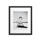 Black and White Beach Photography, Grey Lifeguard Stand, Gray Coastal Nautical Art Framed Art Print Gallery Image 6