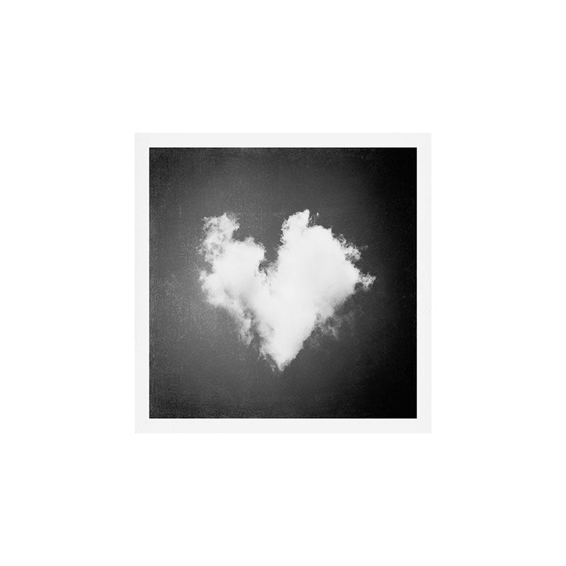 Black and White Heart Photography, Love Cloud in Sky, Dark Hearts Art Print Gallery Image 1