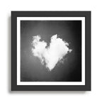 Black and White Heart Photography, Love Cloud in Sky, Dark Hearts Framed Art Print Gallery Image 1