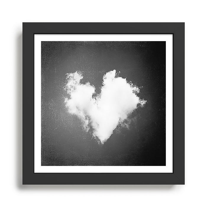 Black and White Heart Photography, Love Cloud in Sky, Dark Hearts Framed Art Print Gallery Image 1