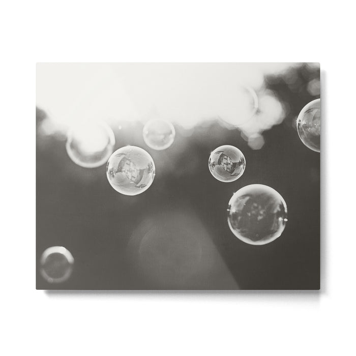 Bubble Photography, Black and White Bathroom Art, Laundry Room Photo Metal Print Gallery Image 1