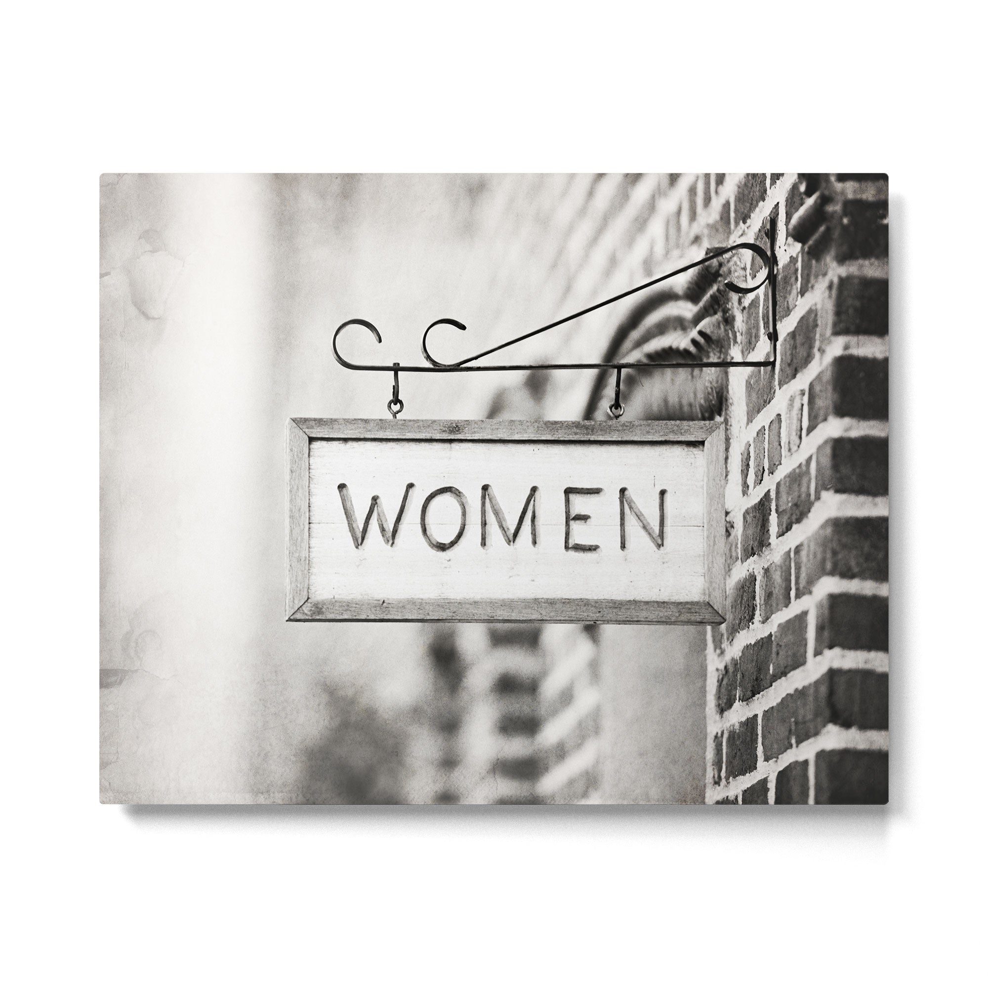 Ladies Room, Women's Restroom Sign Art, Black and White Bathroom Photo Metal Print Gallery Image 4