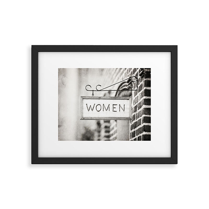 Ladies Room, Women's Restroom Sign Art, Black and White Bathroom Photo Framed Art Print Gallery Image 5