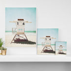 Lifeguard Stand, Beach Photography, San Diego California, Blue Aqua Seashore Ocean Summer Art Canvas Print Gallery Image 3