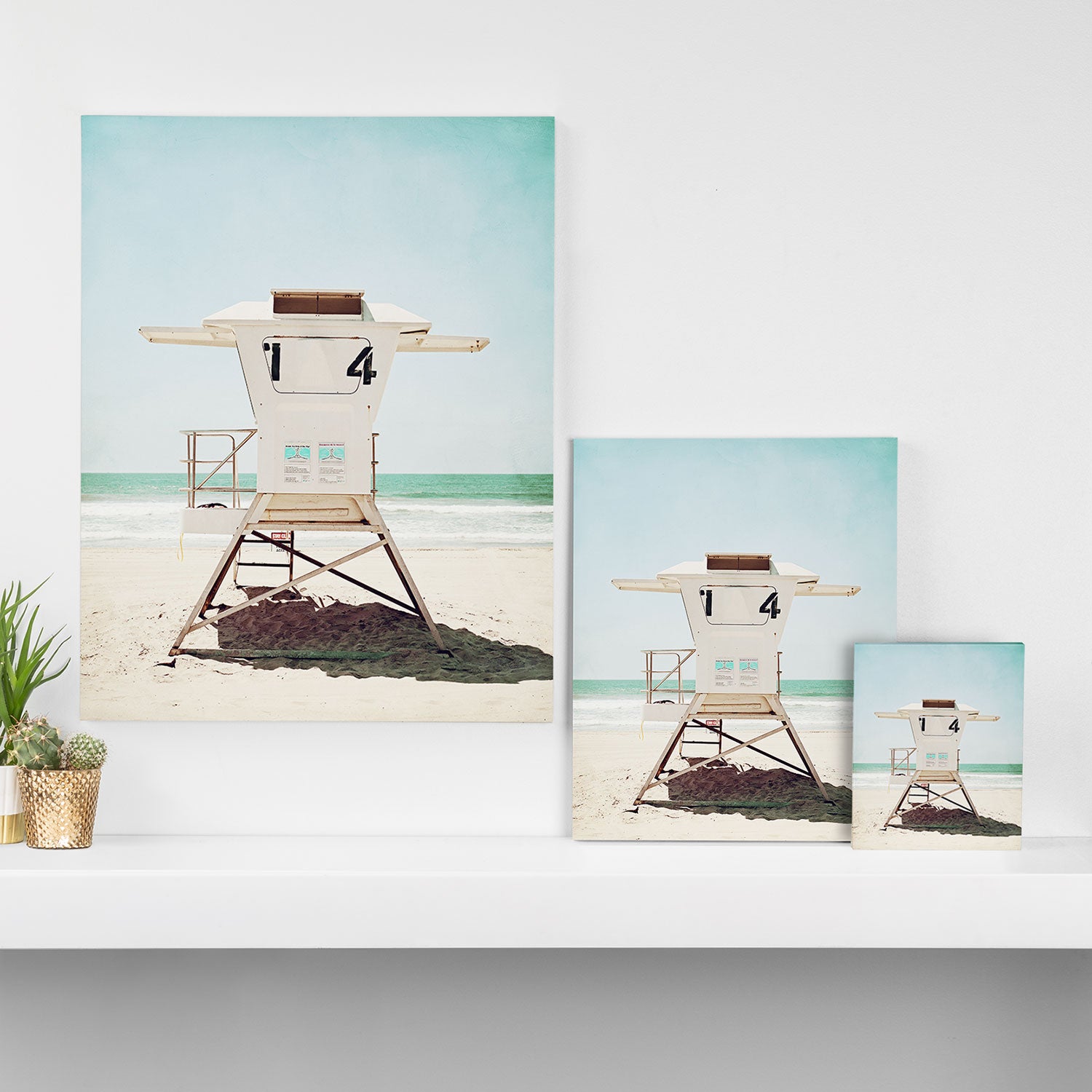 Lifeguard Stand, Beach Photography, San Diego California, Blue Aqua Seashore Ocean Summer Art Canvas Print Gallery Image 3