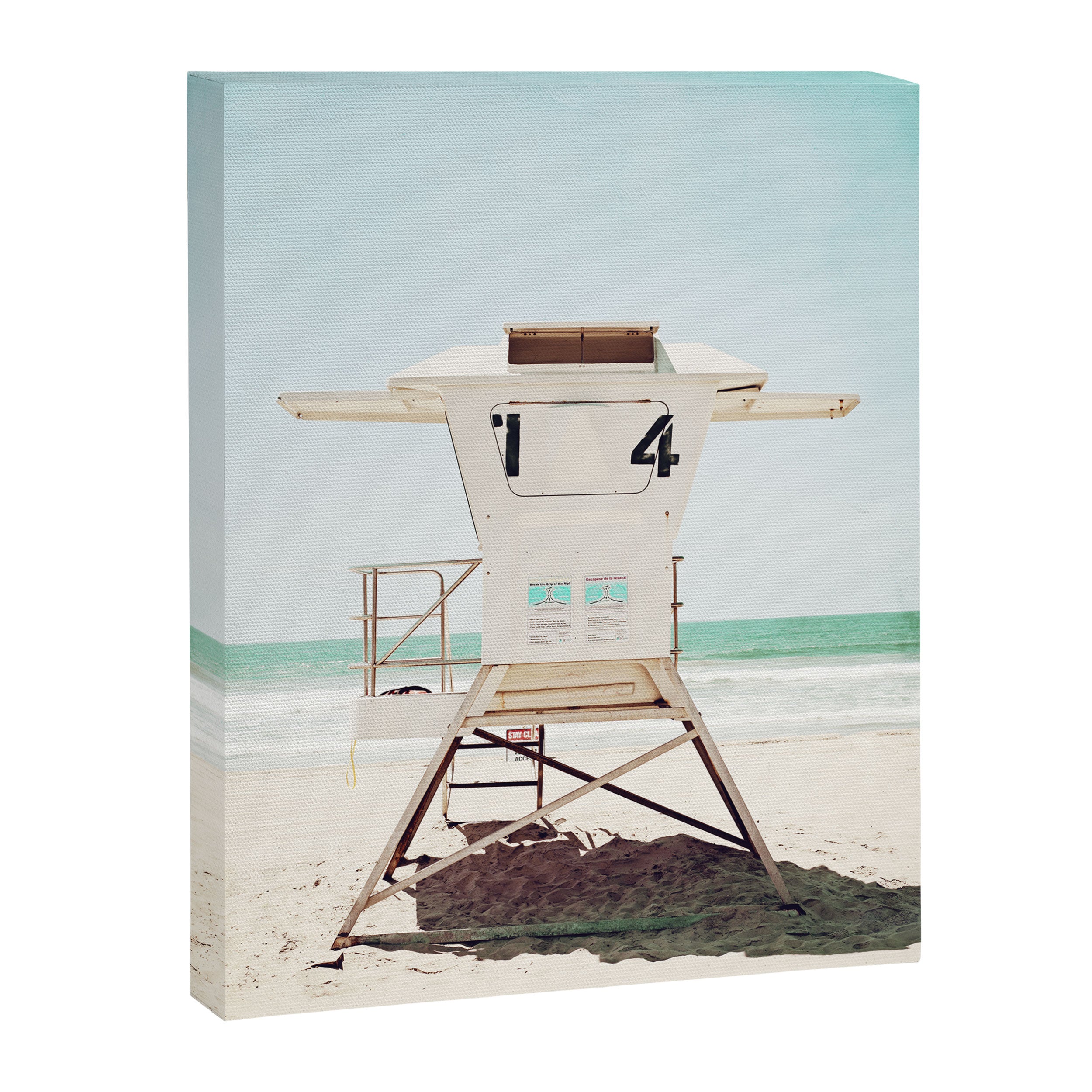 Lifeguard Stand, Beach Photography, San Diego California, Blue Aqua Seashore Ocean Summer Art Canvas Print Gallery Image 6