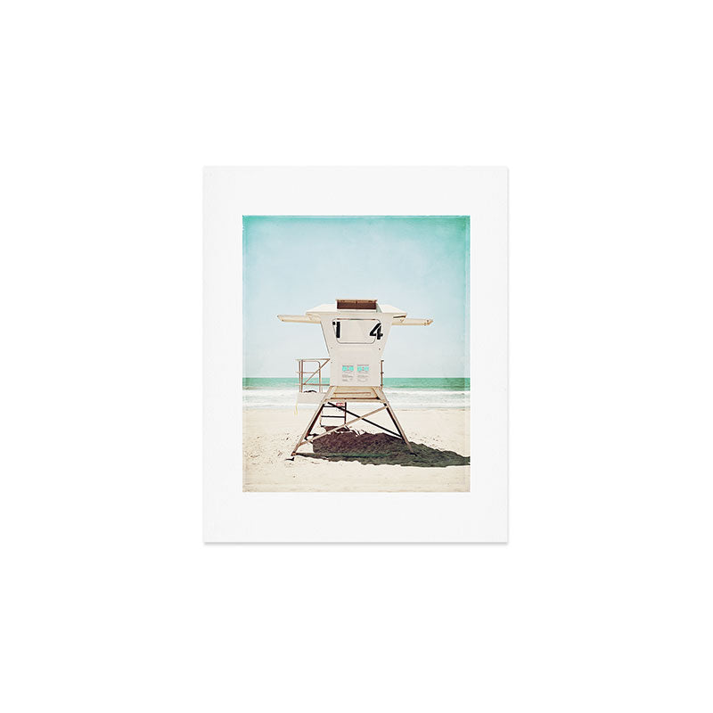 Lifeguard Stand, Beach Photography, San Diego California, Blue Aqua Seashore Ocean Summer Art Art Print Gallery Image 1