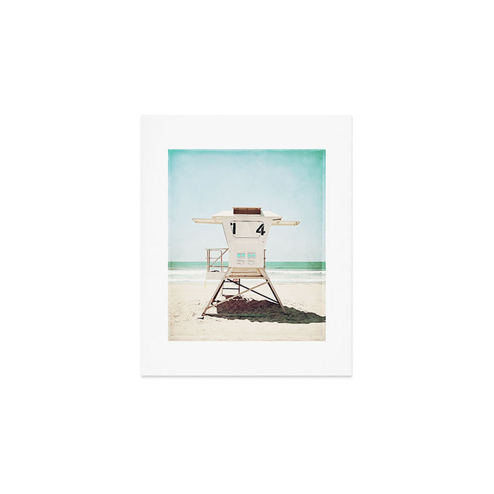 Lifeguard Stand, Beach Photography, San Diego California, Blue Aqua Seashore Ocean Summer Art Art Print Gallery Image 1