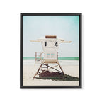 Lifeguard Stand, Beach Photography, San Diego California, Blue Aqua Seashore Ocean Summer Art Framed Canvas Print Gallery Image 6