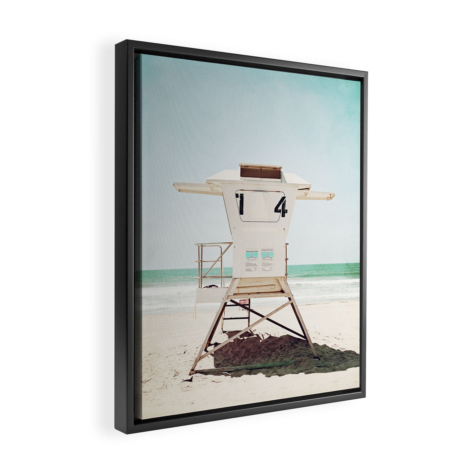 Lifeguard Stand, Beach Photography, San Diego California, Blue Aqua Seashore Ocean Summer Art Framed Canvas Print Gallery Image 2