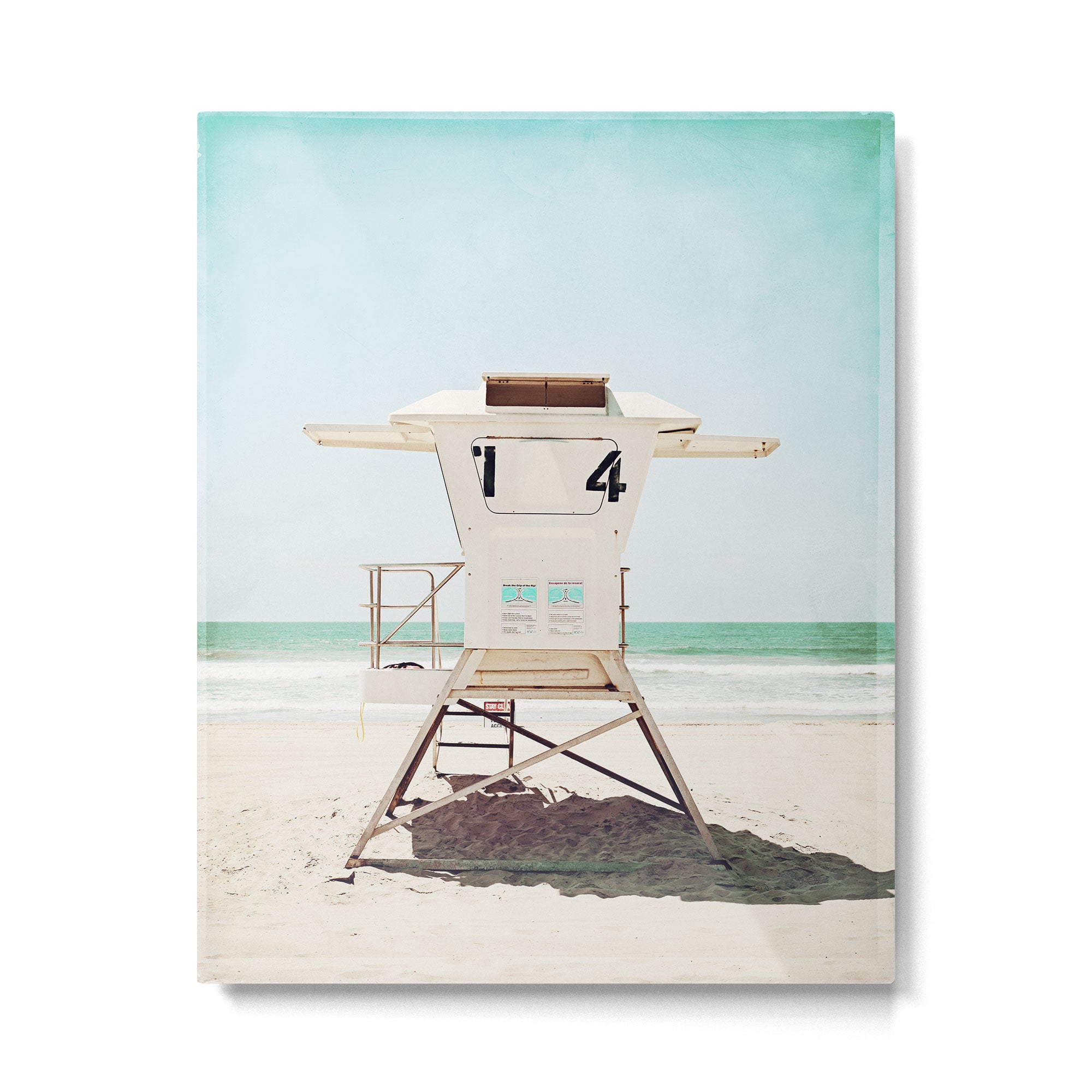 Lifeguard Stand, Beach Photography, San Diego California, Blue Aqua Seashore Ocean Summer Art Metal Print Gallery Image 4