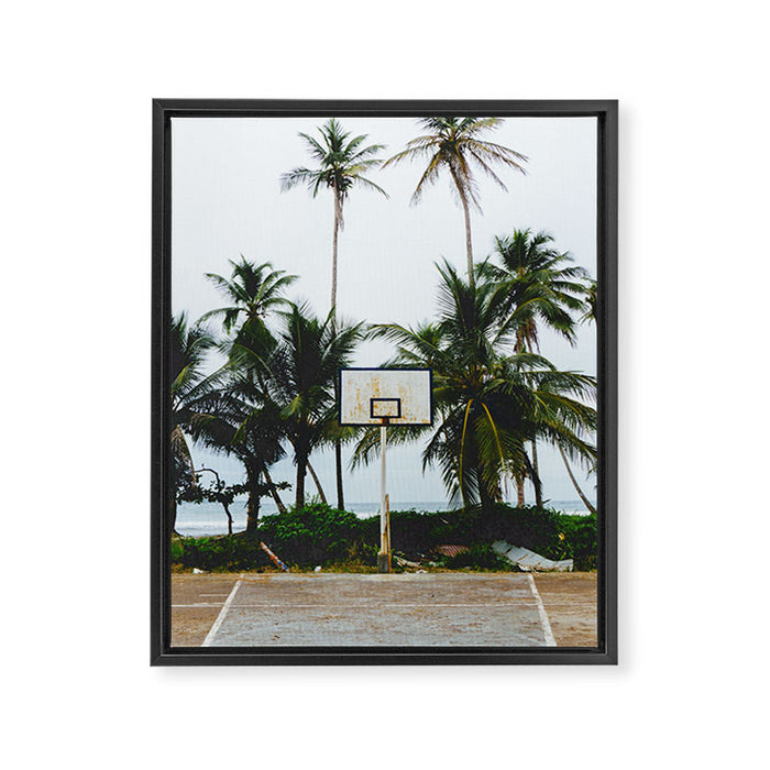 Basketball on Isla Bastimento, Bocas del Toro, Panama Framed Canvas Print Gallery Image 1