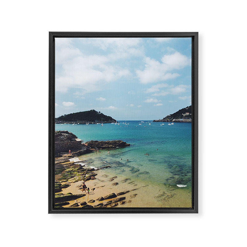 Summer in Donostia San Sebastian Spain Beach Framed Canvas Print