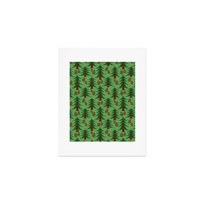Abstract Fir Trees and Pine Cones Art Print Gallery Image 1