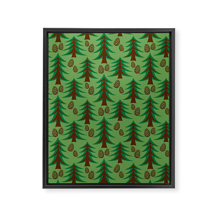 Abstract Fir Trees and Pine Cones Framed Canvas Print Gallery Image 1