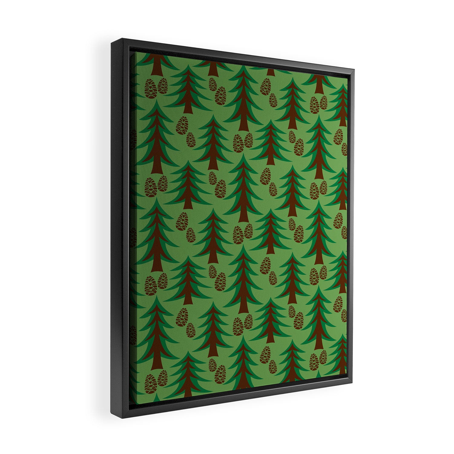 Abstract Fir Trees and Pine Cones Framed Canvas Print Gallery Image 2