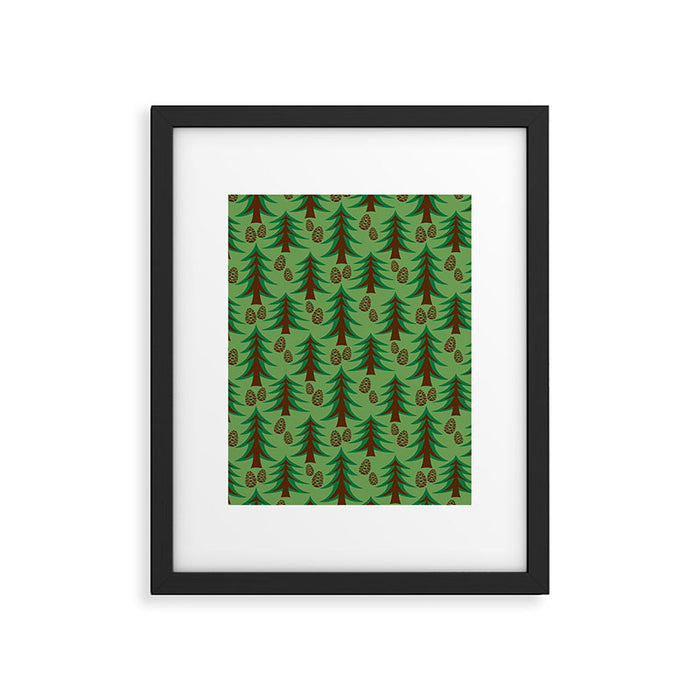 Abstract Fir Trees and Pine Cones Framed Art Print Gallery Image 1