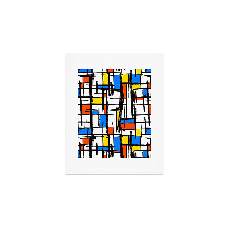 Bauhaus Aesthetic Piet Mondrian De Stijl Inspired Painted Pattern Art Print Gallery Image 1