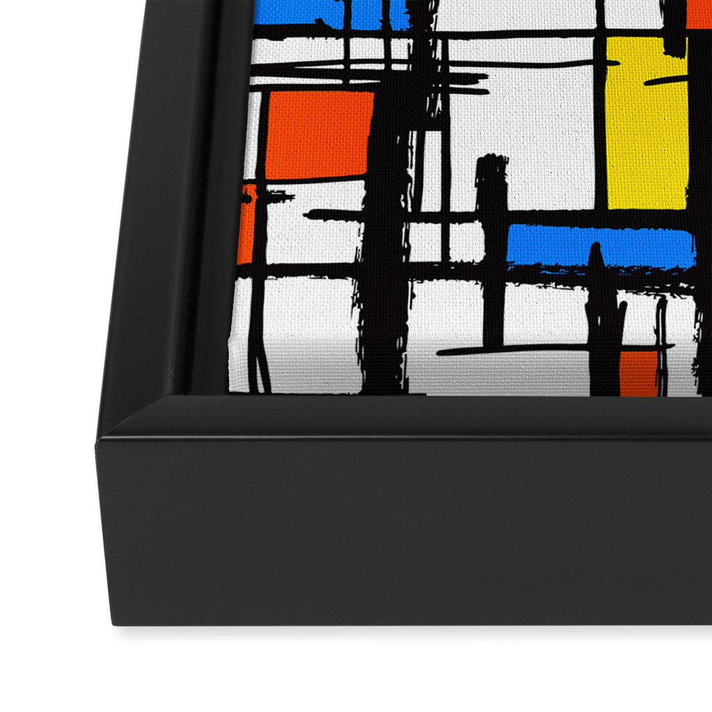 Bauhaus Aesthetic Piet Mondrian De Stijl Inspired Painted Pattern Framed Canvas Print Gallery Image 3