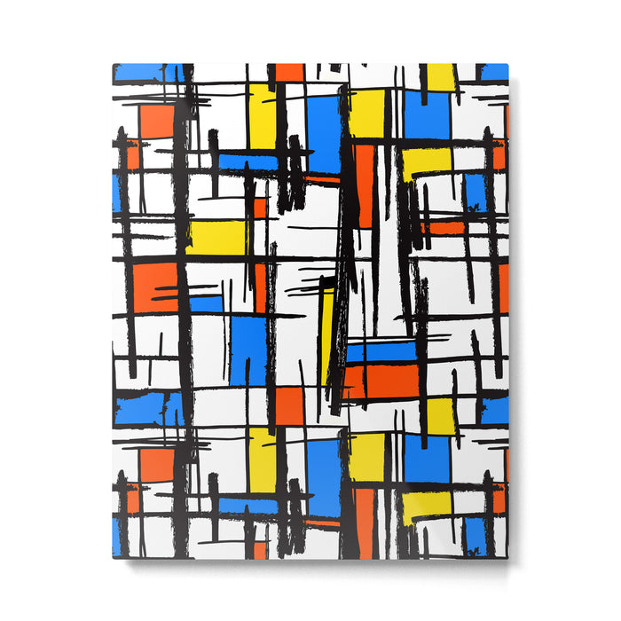 Bauhaus Aesthetic Piet Mondrian De Stijl Inspired Painted Pattern Metal Print Gallery Image 1