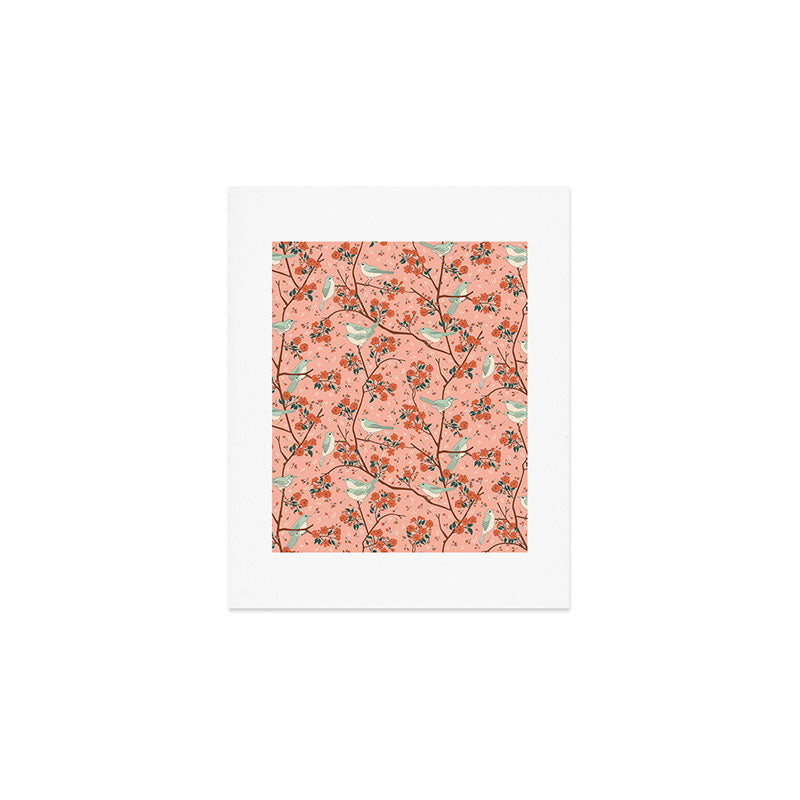 Birds In Cherry Blossom Trees Art Print Gallery Image 1